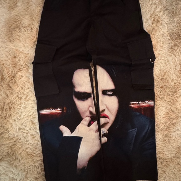 Dolls Kill Other - Dolls Kill Marilyn Manson Black Graphic Cargo Pants